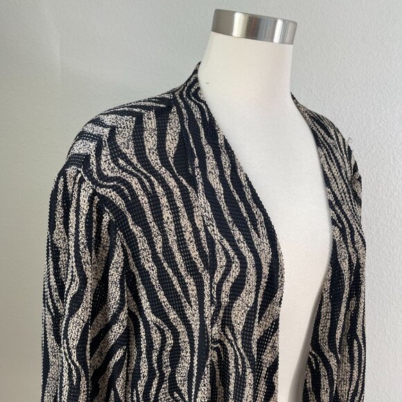 Maggie Barnes Womens Plus 3X 26/28 Zebra Open Front Cardigan Lightweight Knit - Picture 2 of 10